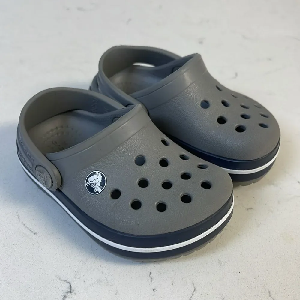 Crocs Unisex Kids Crocband Clog Size 4 Grey & Navy Blue